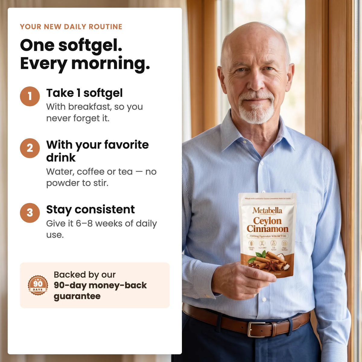 One softgel every morning: daily routine